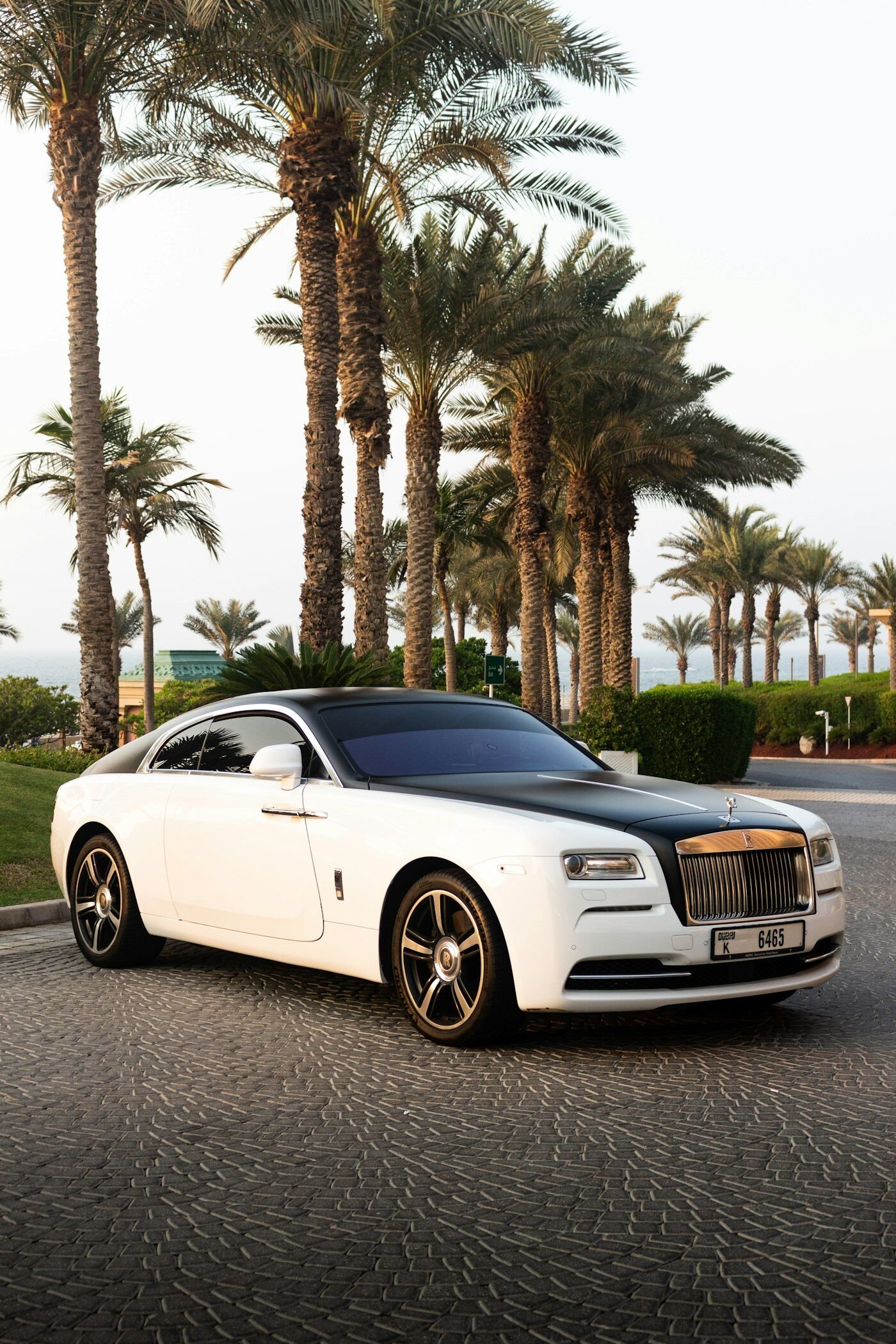 Chauffeur-driven luxury sedan waiting outside a hotel